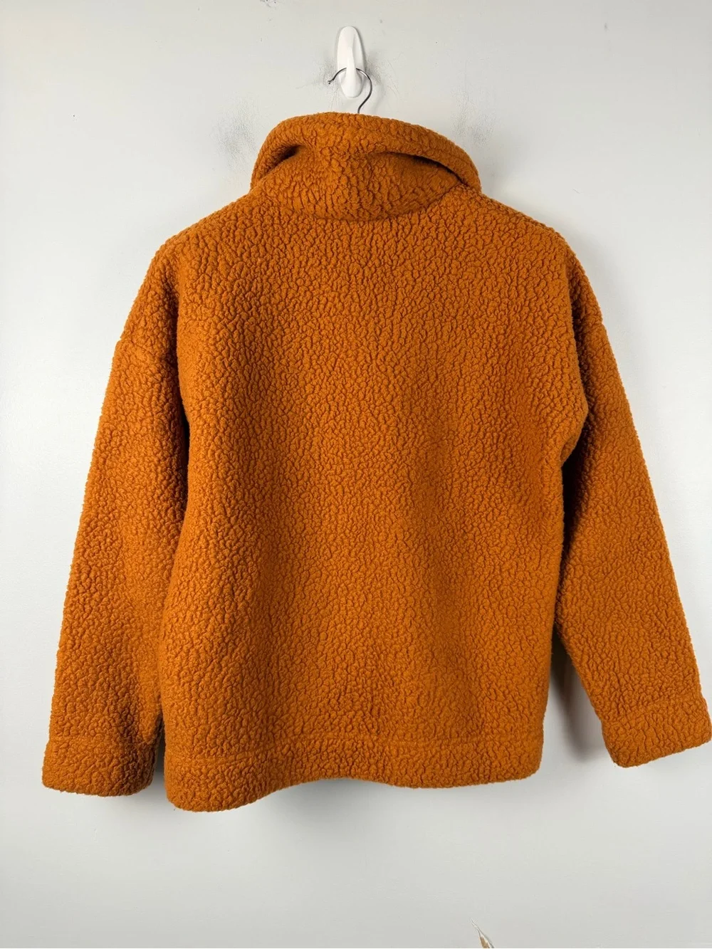 J CREW Women's orangish Brown Snap-collar sherpa sweatshirt size small